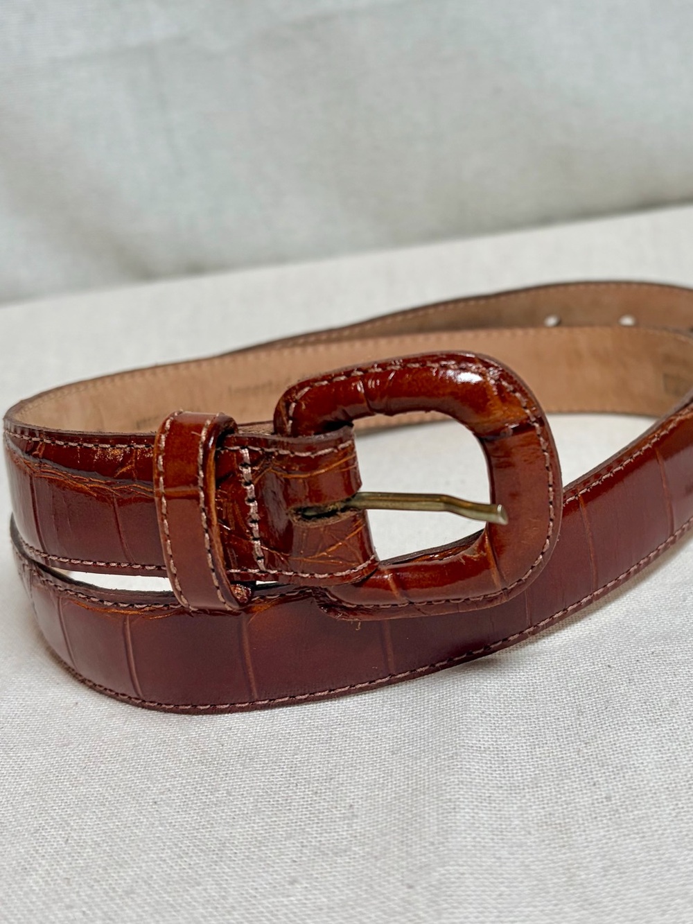 Carlos Falchi Alligator Leather Vintage Belt Cognac Tan size 30